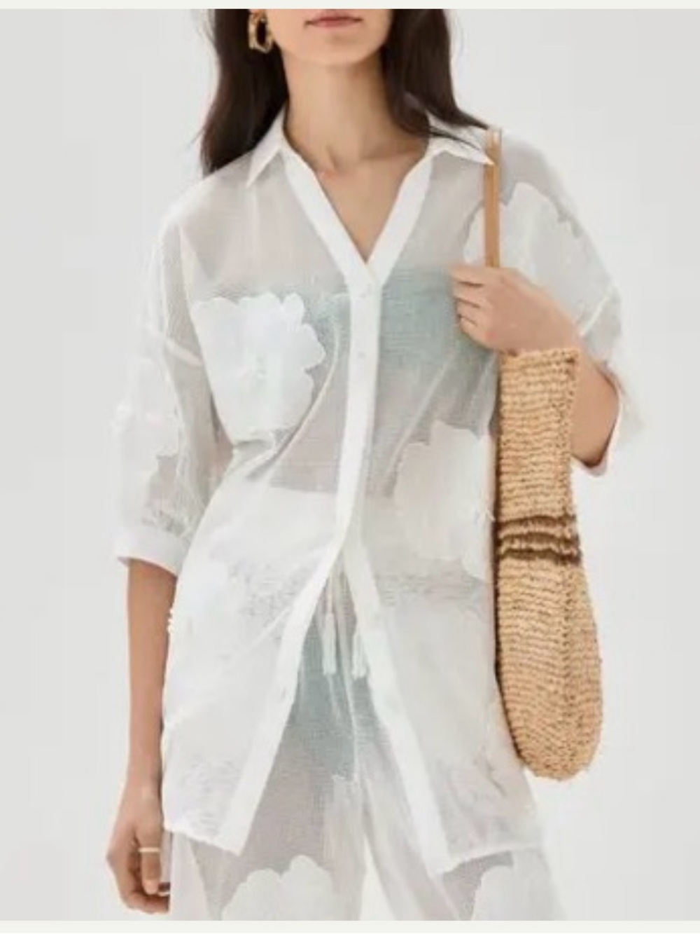 FARM Rio Flower Shirt in crisp white Medium